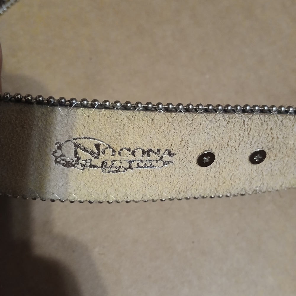 Nocona Women Hair-on Crystal Swirl Rhinestone Cowboy Belt 37" Brown Black - Picture 5 of 6